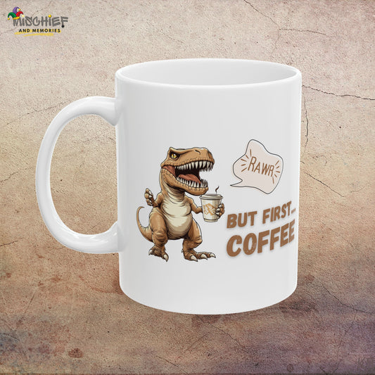 Mug - Funny Roaring T-Rex Coffee Lovers Design