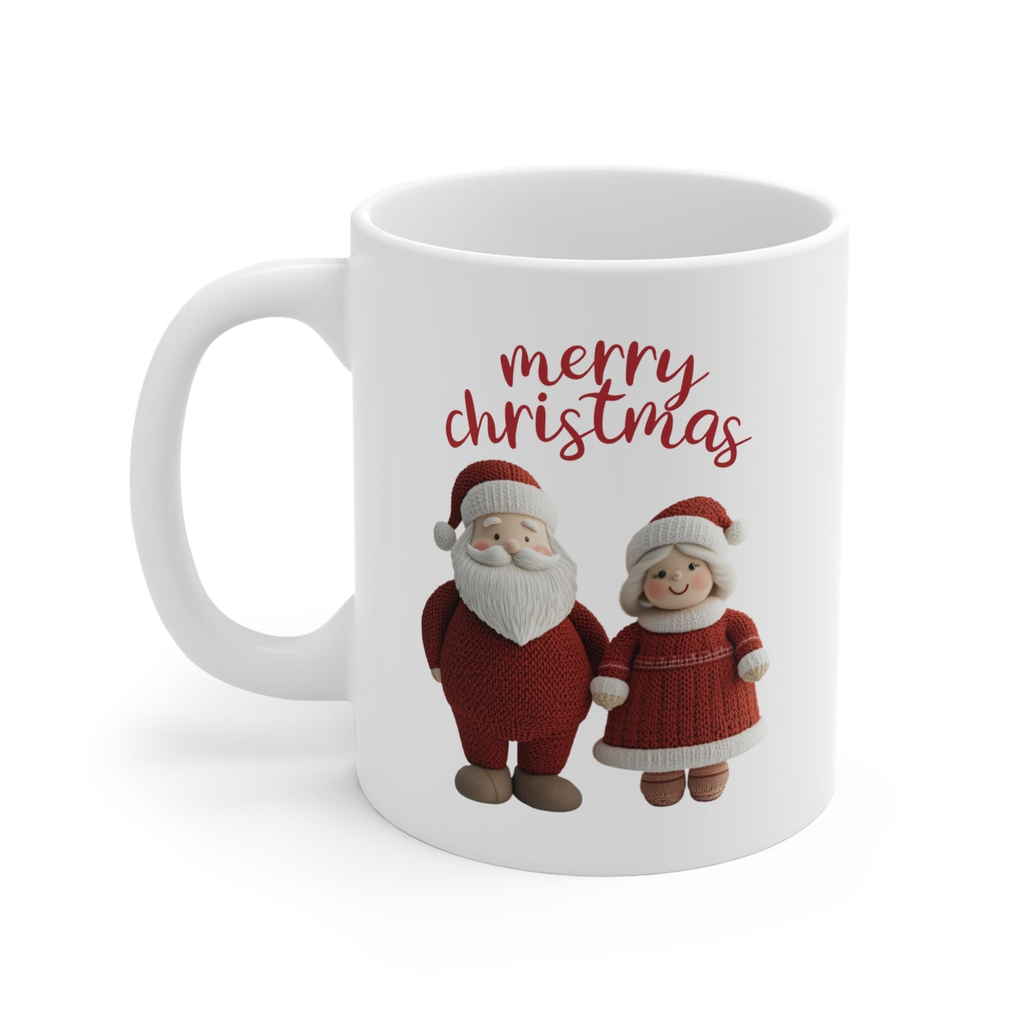 Christmas Knitted Santa and Mrs Claus Inspired Mug (Design C)