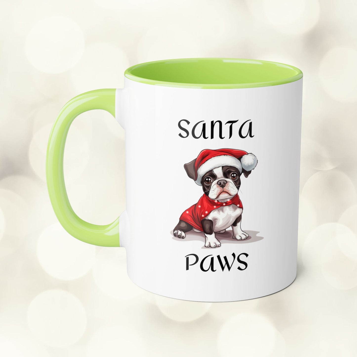 Christmas Santa Paws Mugs - Boston Terrier