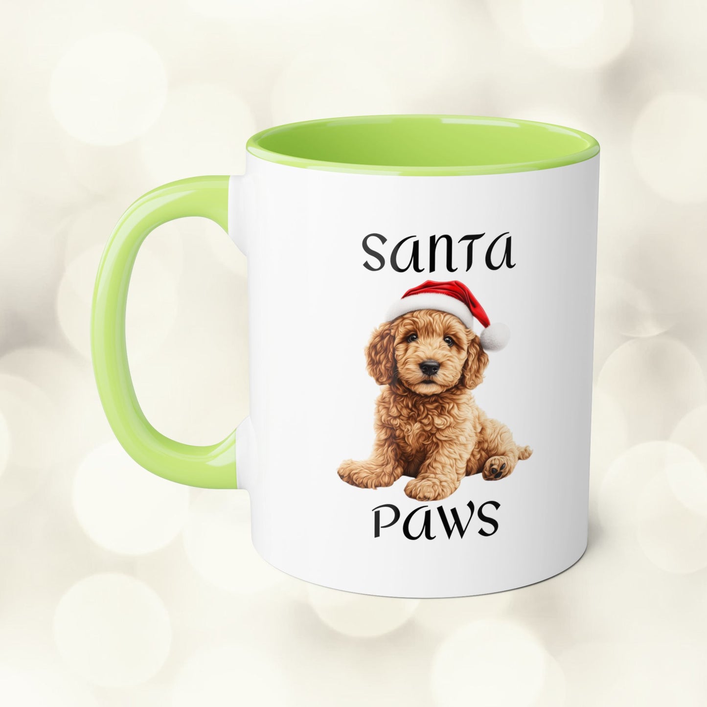 Christmas Santa Paws Mugs - Golden Doodle