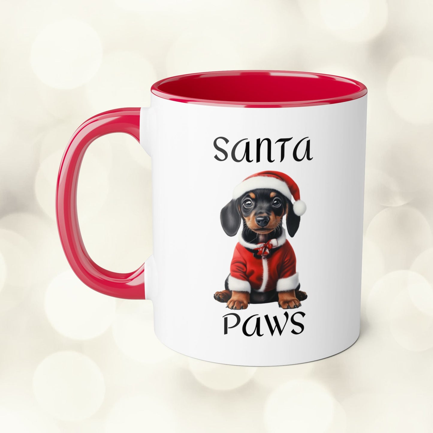 Christmas Santa Paws Mugs - Dachshund