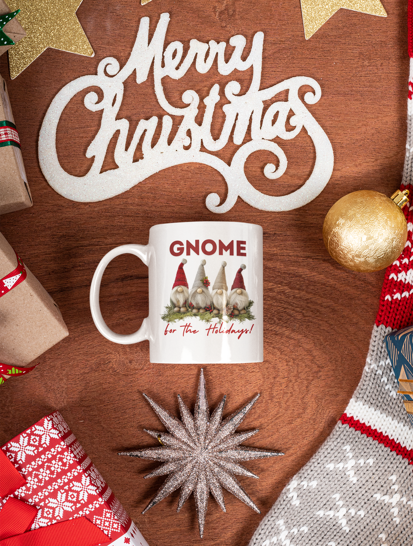 Gnome for the Holidays Ceramic Mug (Design A)