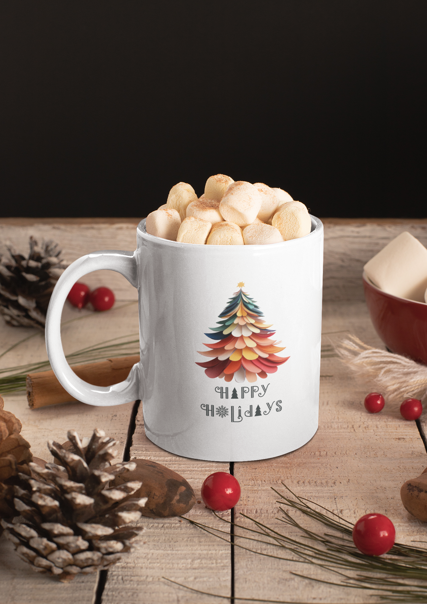 Christmas Trees Ceramic Mug - Layered Paper look (Design D)