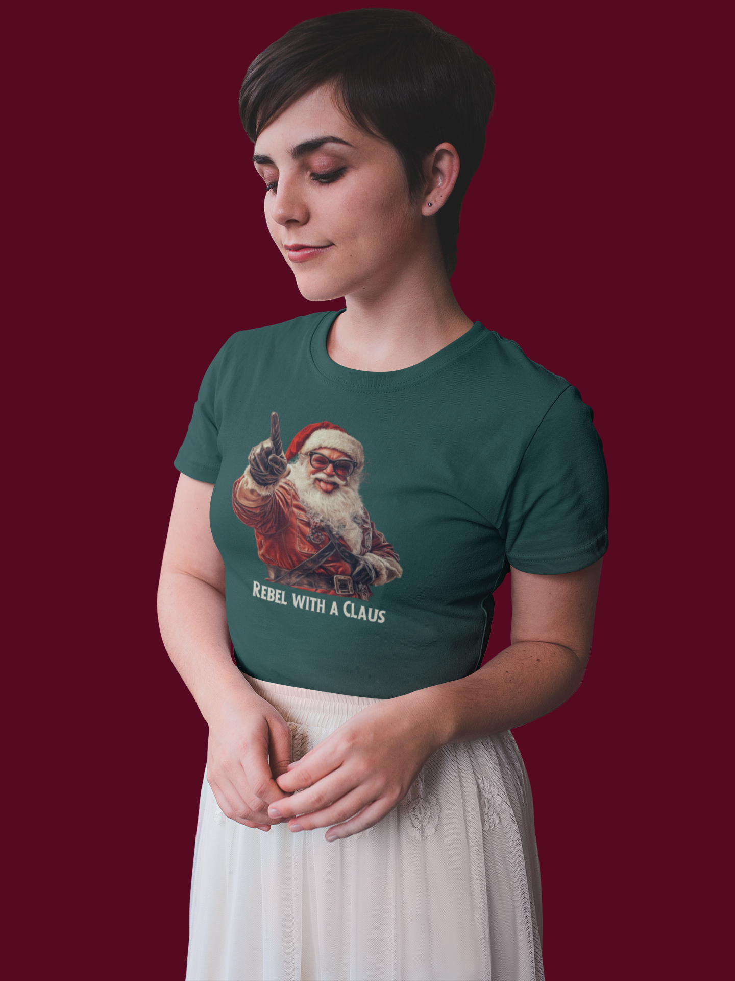 Rebel with a Claus - Christmas T-shirt