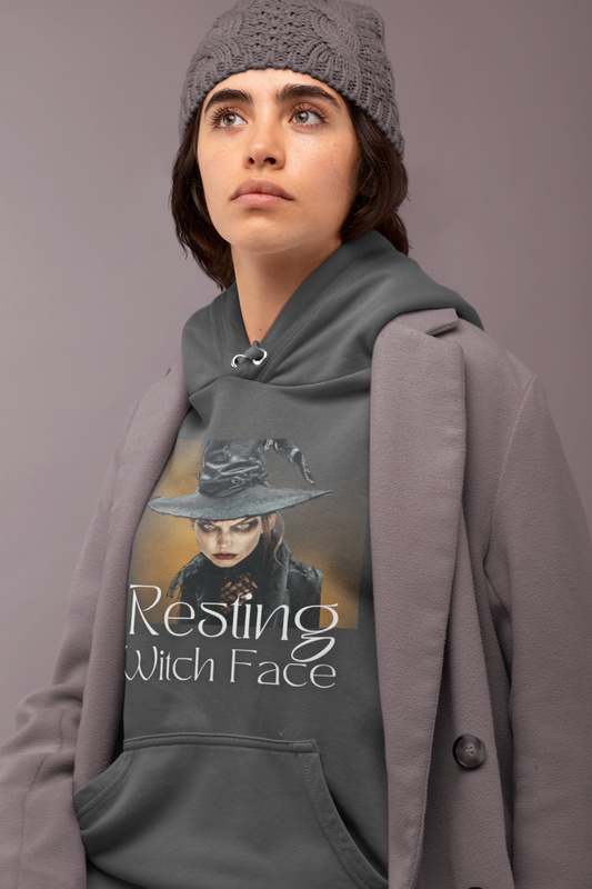 Hooded Sweatshirt - Resting Witch Face Spooky Design