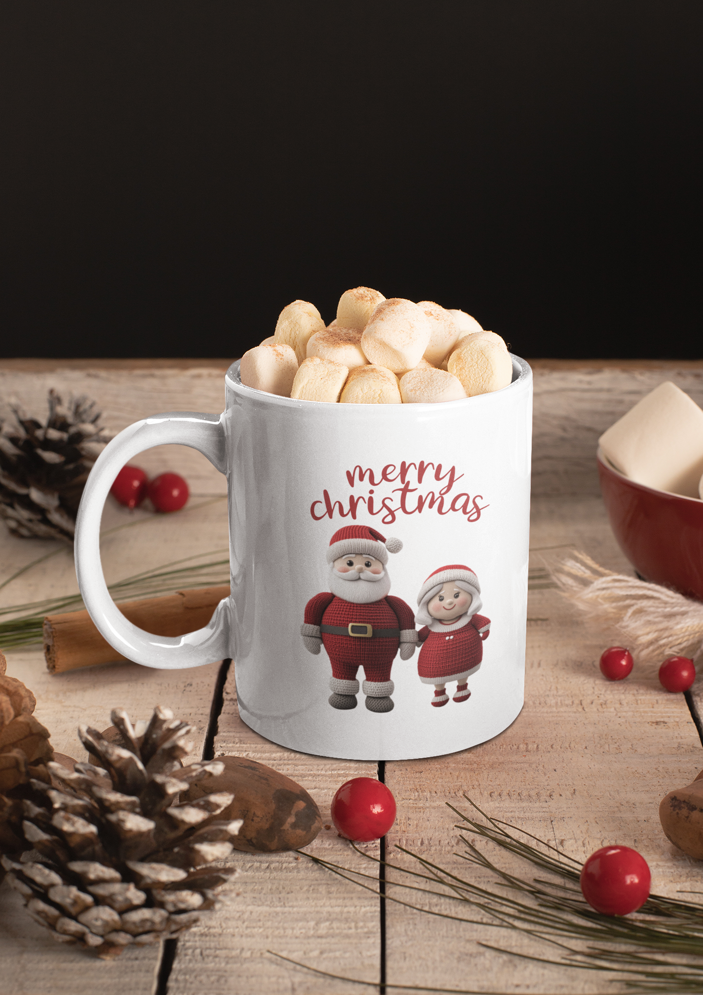 Christmas Knitted Santa and Mrs Claus Inspired Mug (Design A)