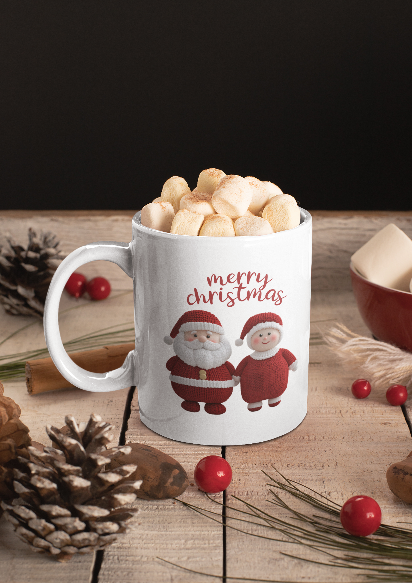 Christmas Knitted Santa and Mrs Claus Inspired Mug (Design B)