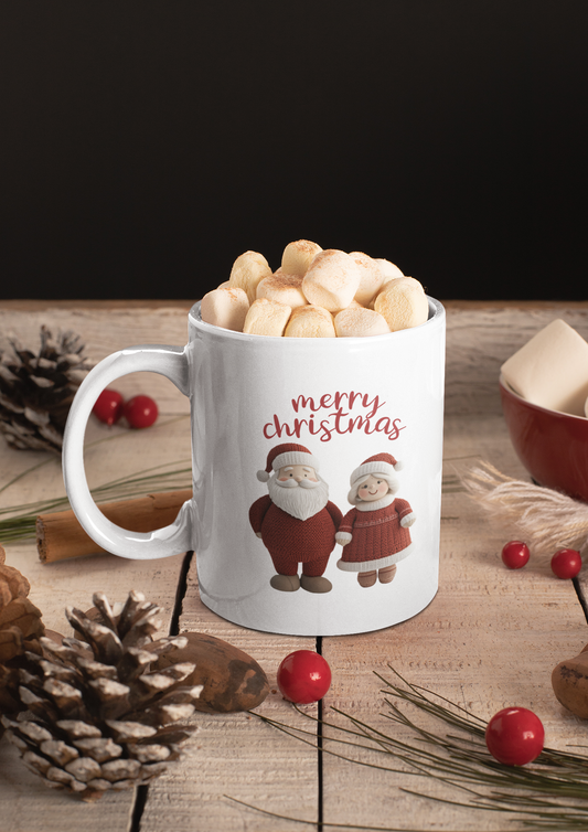 Christmas Knitted Santa and Mrs Claus Inspired Mug (Design C)