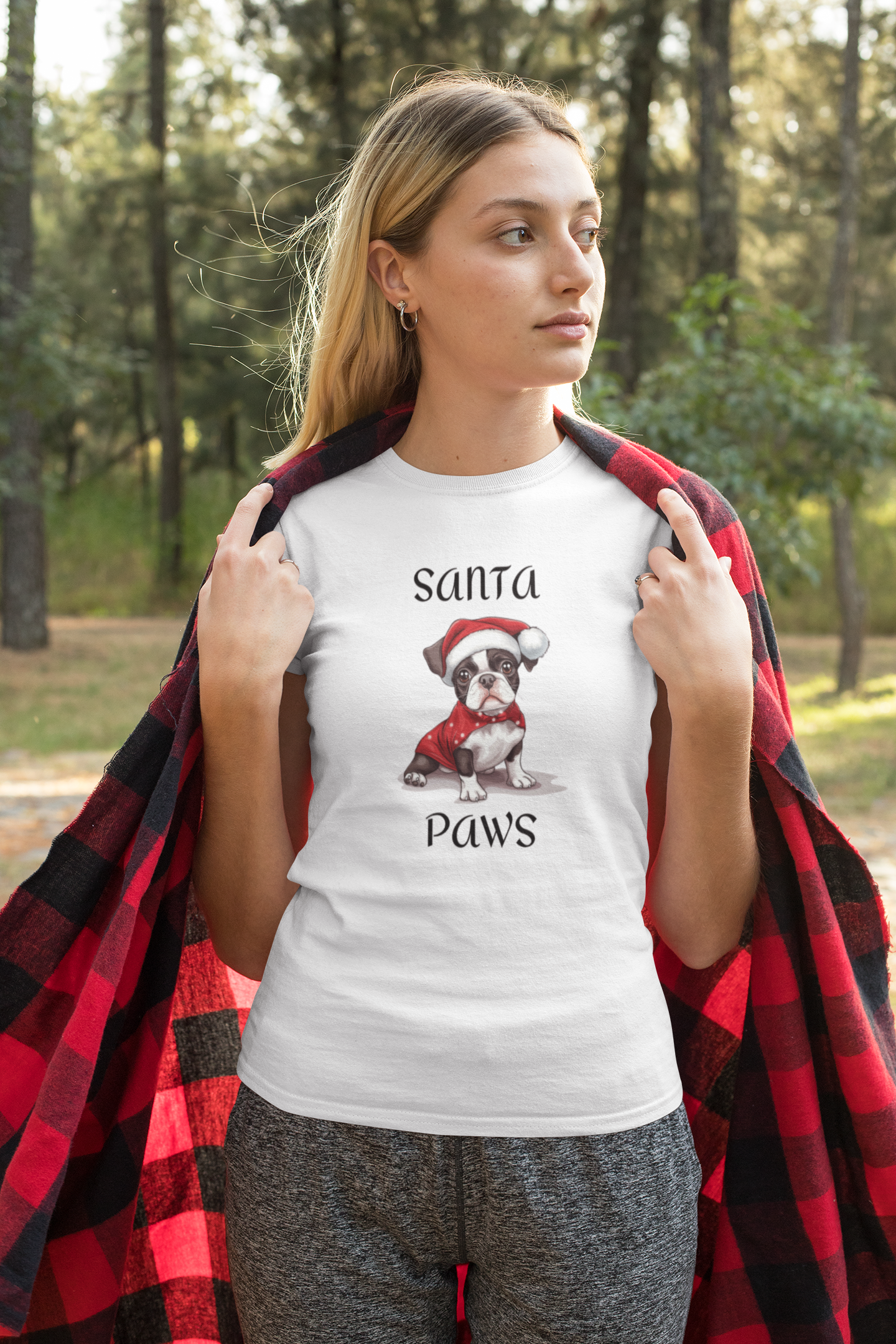 Santa Paws - Boston - Christmas T-shirt