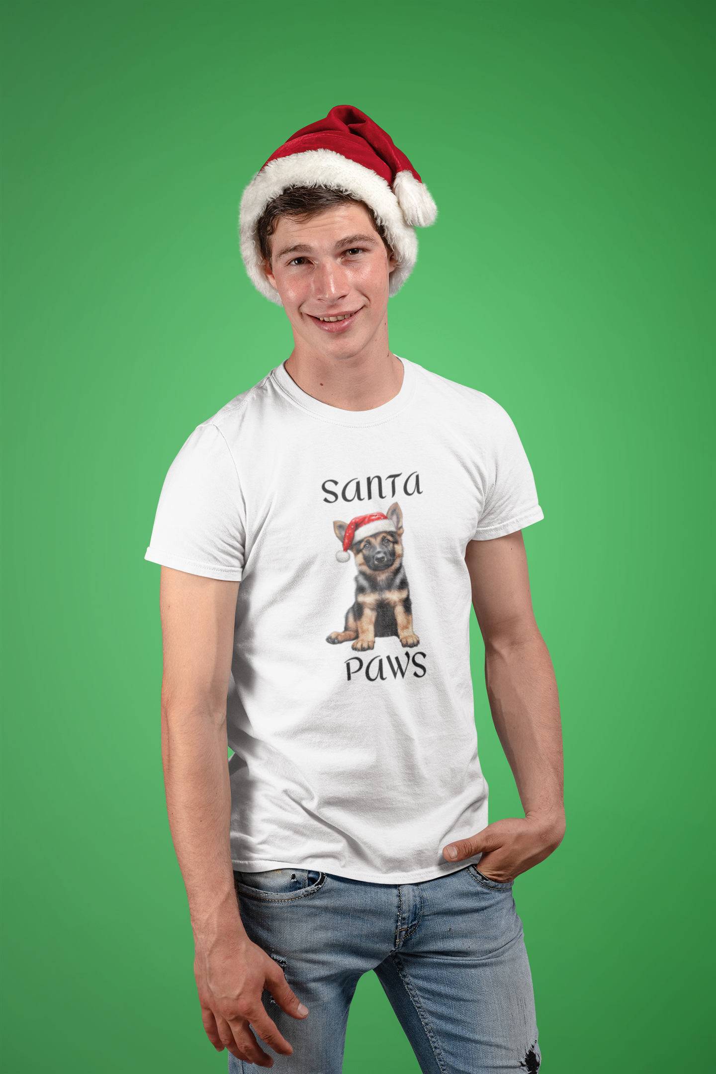 Santa Paws - German Shepherd - Christmas T-shirt