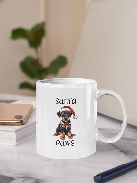 Christmas Santa Paws Mugs - Min Pin