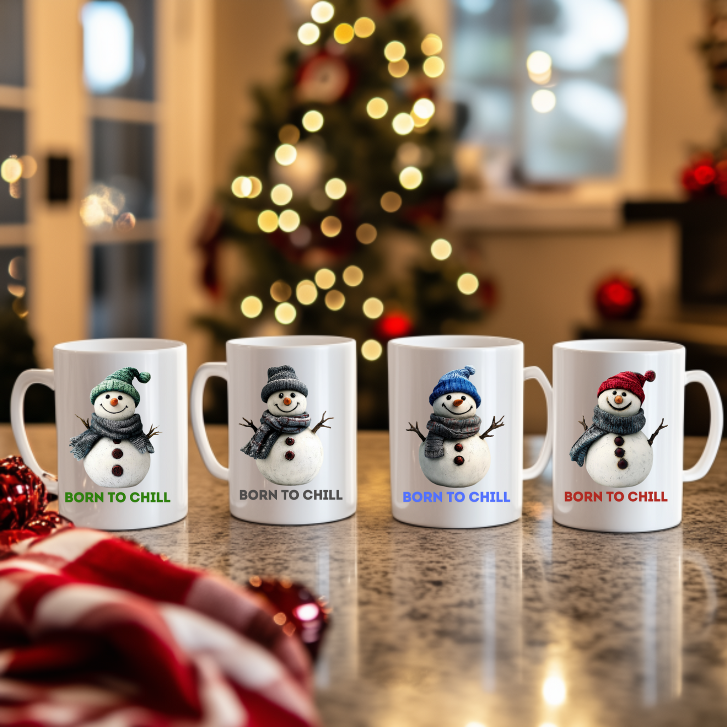 Holiday Snowman Mug - Born to Chill (Design D)