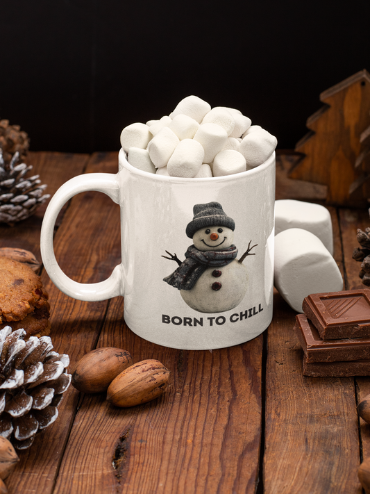 Holiday Snowman Mug - Born to Chill (Design A)