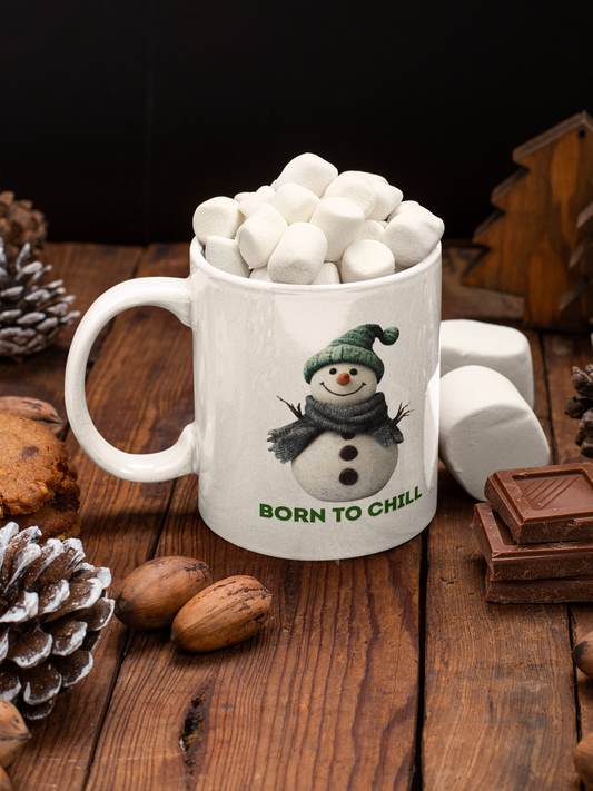 Holiday Snowman Mug - Born to Chill (Design D)