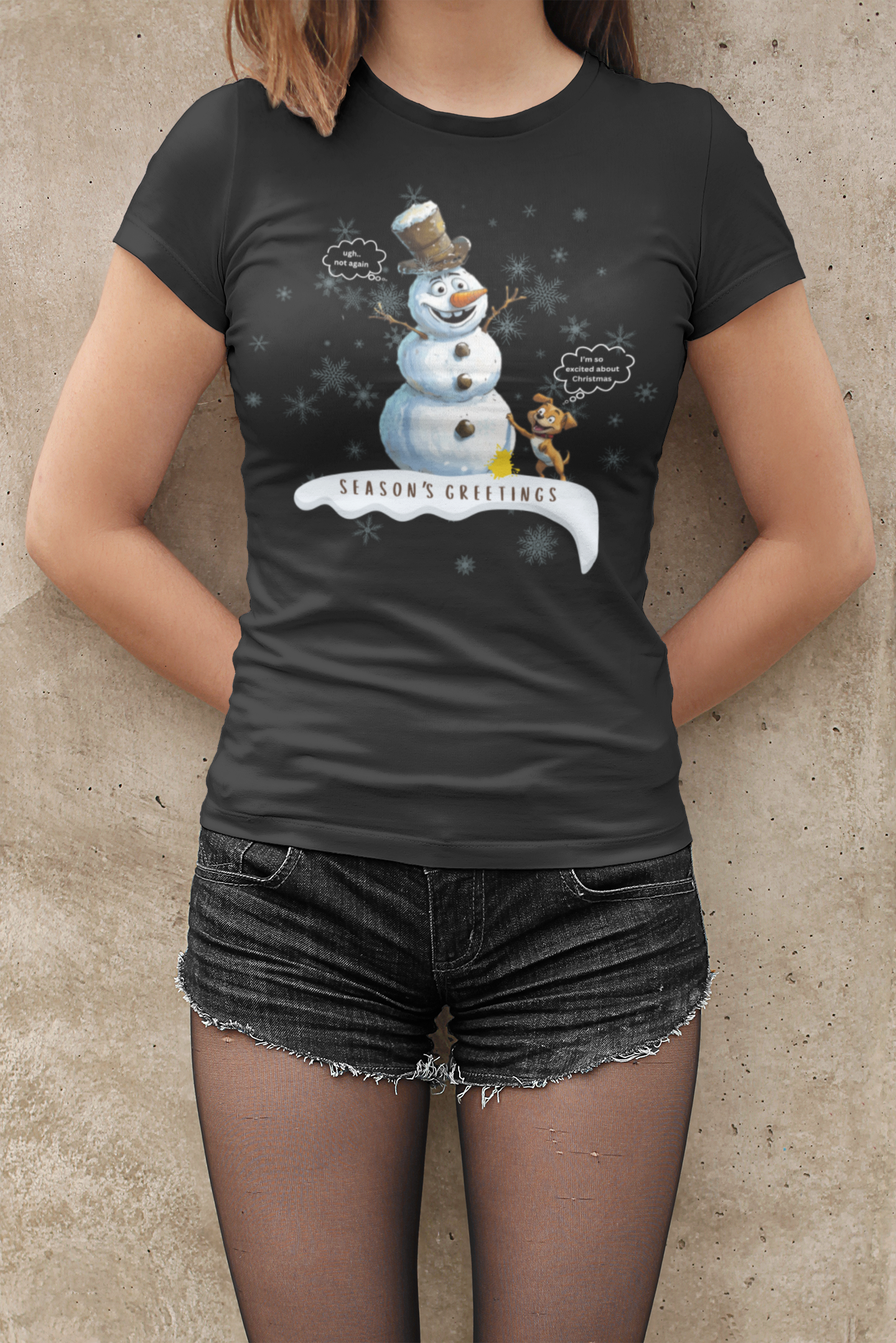 Snowman + Puppy - Christmas T-shirt