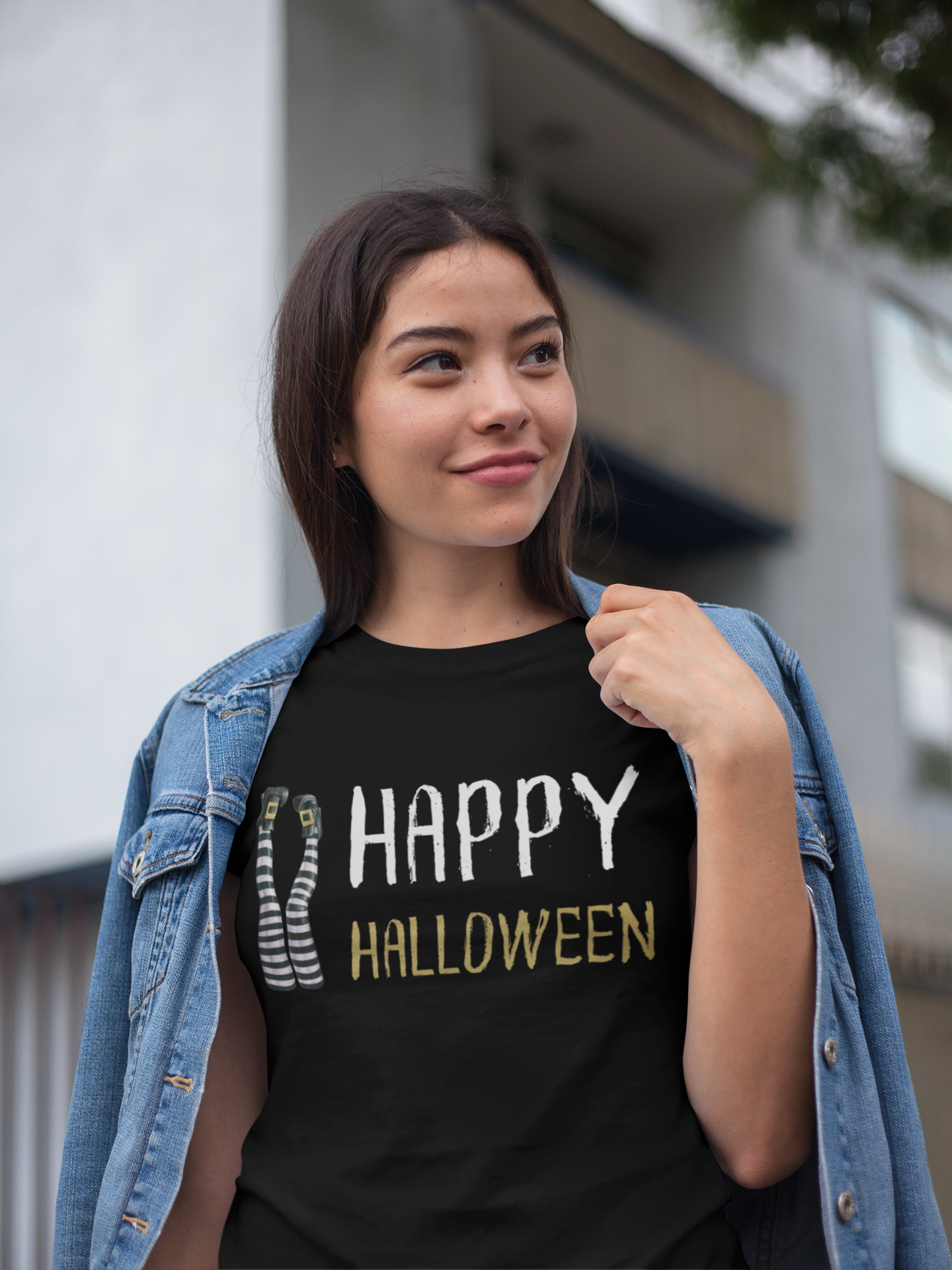 Halloween T-shirt - Spooky Witch Socks Design