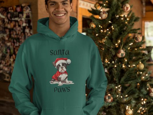 Santa Paws - Boston Terrier - Christmas Hoodie